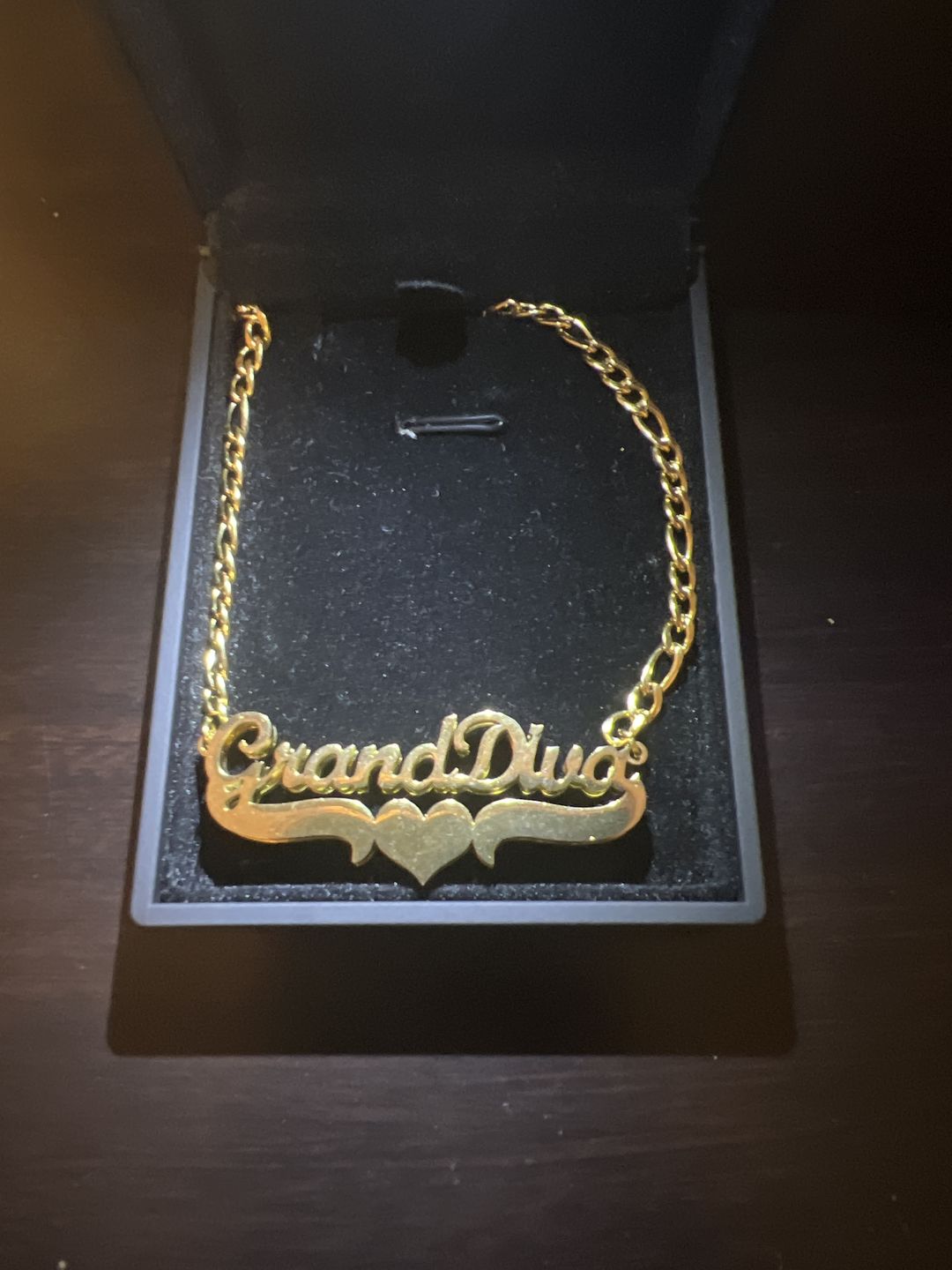 Customer photo review of Classic Heart Bar 3D Plated Name Necklace