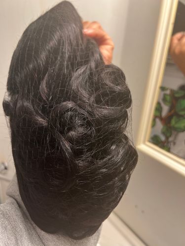 Customer photo review of Sea Wave Natrual Black Lace Frontal Bob Wig 150% Density