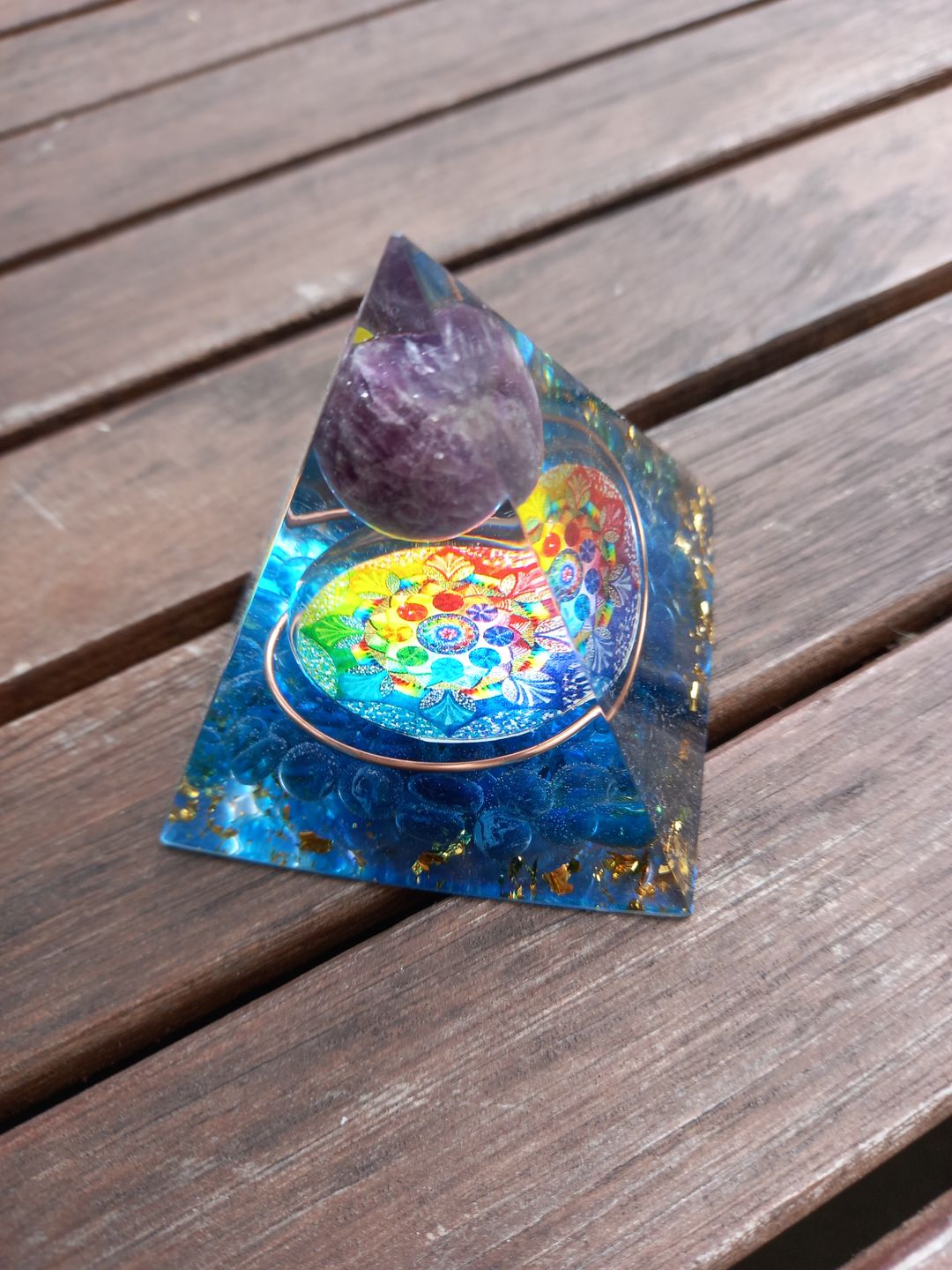 Customer photo review of Orgonite "Abondance & Protection" en Améthyste & Quartz Bleu