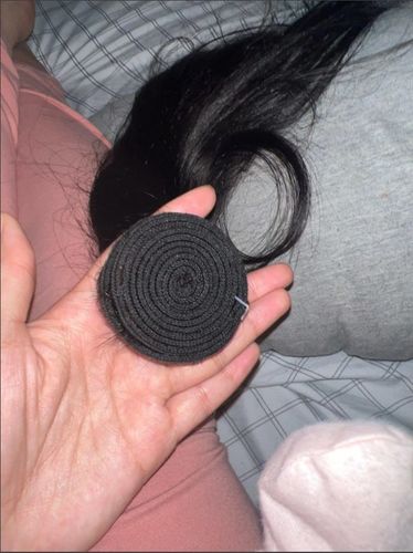 Customer photo review of 3 Pieces Straight Brazilian Virgin Human Hair Bundles Unprocessed Natural Color