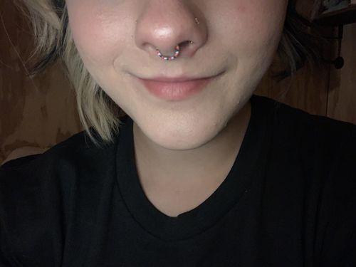 Customer photo review of Titanium Front Facing Gems Hinged Ring