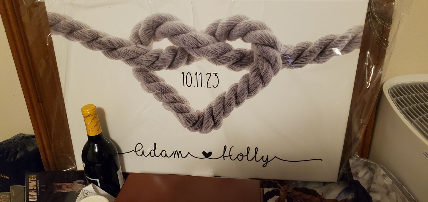 Customer photo review of Tie Knot Personalized Premium Canvas