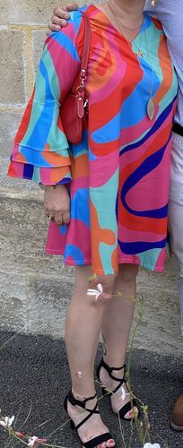 Customer photo review of Sukienka z dzwoneczkami w wielobarwny nadruk