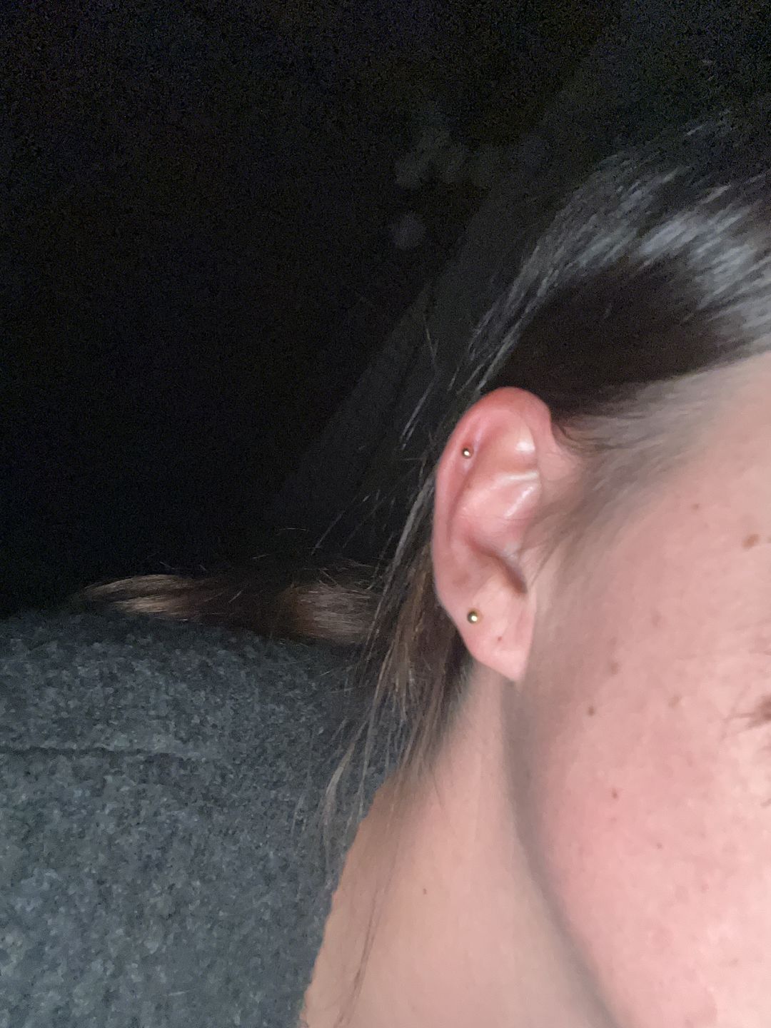 Customer photo review of Simple Labret Piercing Gold