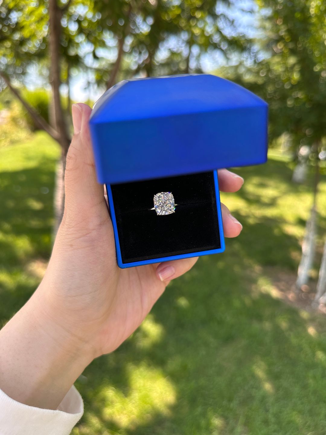 Customer photo review of S925 3.0Ct~6.0 Ct Cushion Cut Engagement Ring In Sterling Silver For Everyday Wear Travel Ring