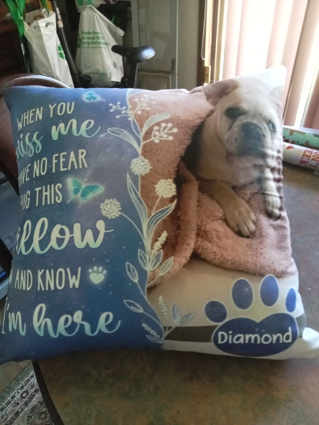 Customer photo review of Custom Photo My Love For You Is Always Here - Memorial Personalized Custom Pillow - Sympathy Gift, Gift For Pet Owners, Pet Lovers