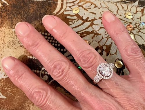 Customer photo review of Halo Art Deco Oval CZ Ring in Sterling Silver