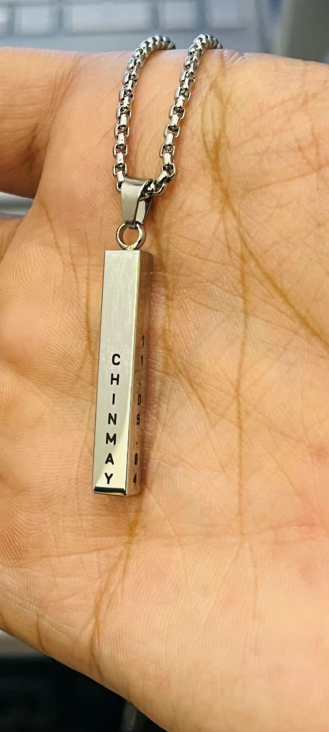 Customer photo review of Personalised Cuboid Locket for Men