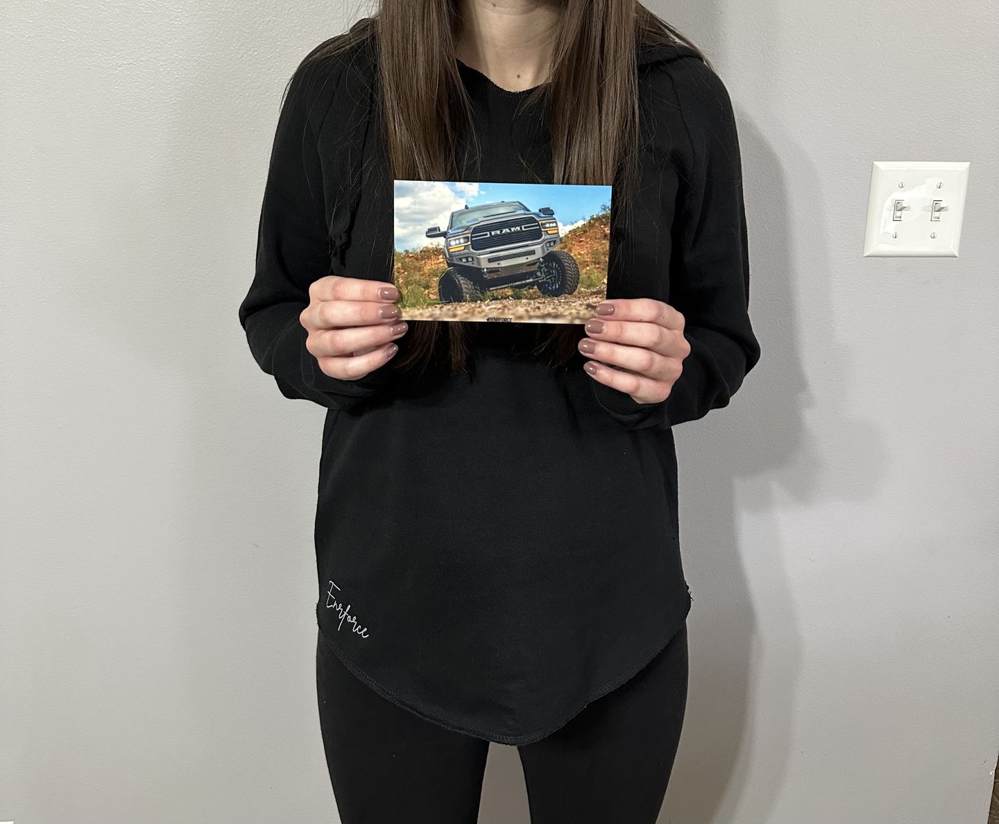 Customer photo review of Ladies Black-out Hoodie
