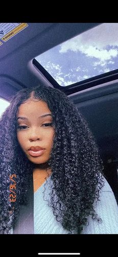Customer photo review of Kinky Curly Wear & Go Glueless Wigs With Natural Hairline Dome Cap Lace Closure Wigs