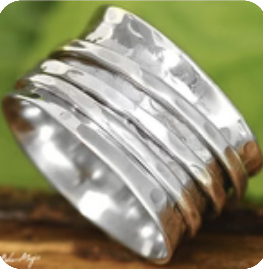 Customer photo review of Wide Band Silver Spinner Ring