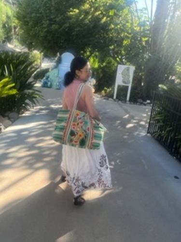 Customer photo review of Morning Glory Hand Beaded Tote