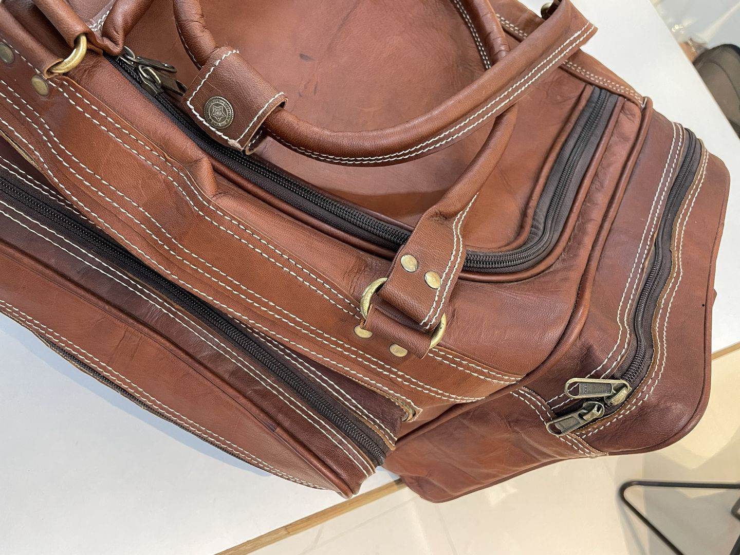Customer photo review of Vintage Leather Travel Duffle Bag