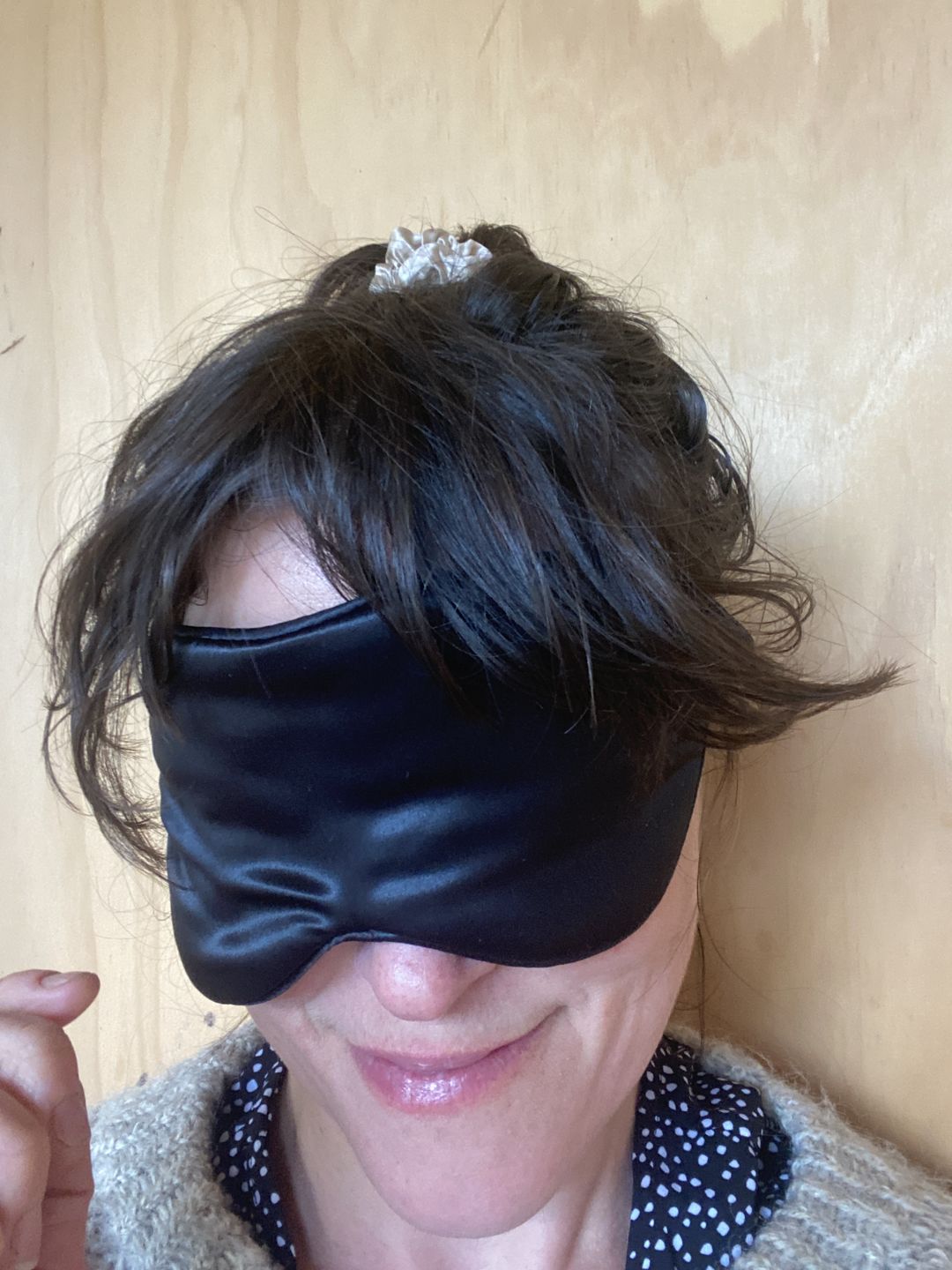 Customer photo review of Silk Sleep Eye Mask - Black
