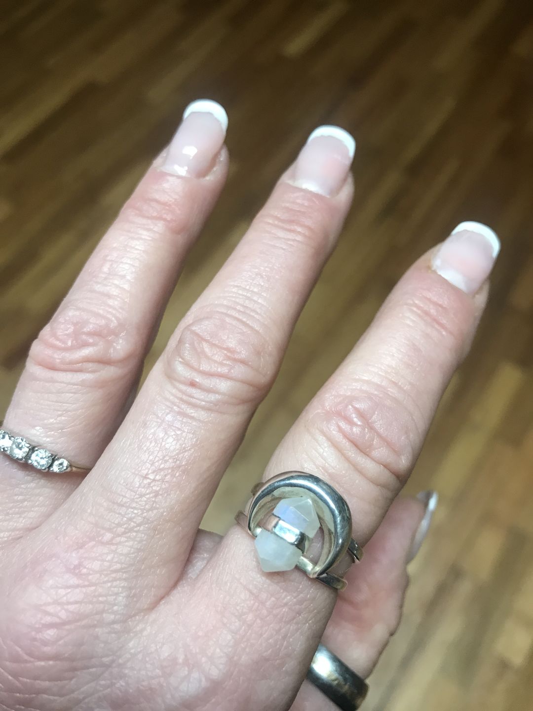 Customer photo review of Healing Crystal Point Moonstone Moon Ring Sterling Silver