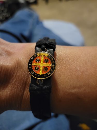 Customer photo review of FREE Saint Benedict Medal Leather Bracelet