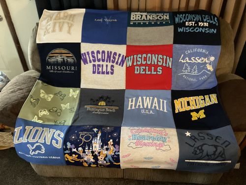 T-shirt quilt featuring lions by Terri from IA