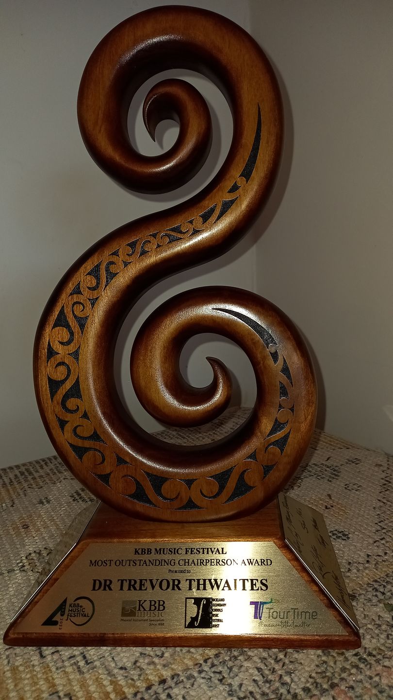 Customer photo review of Large NZ Maori Carved Wooden Double Koru Trophy