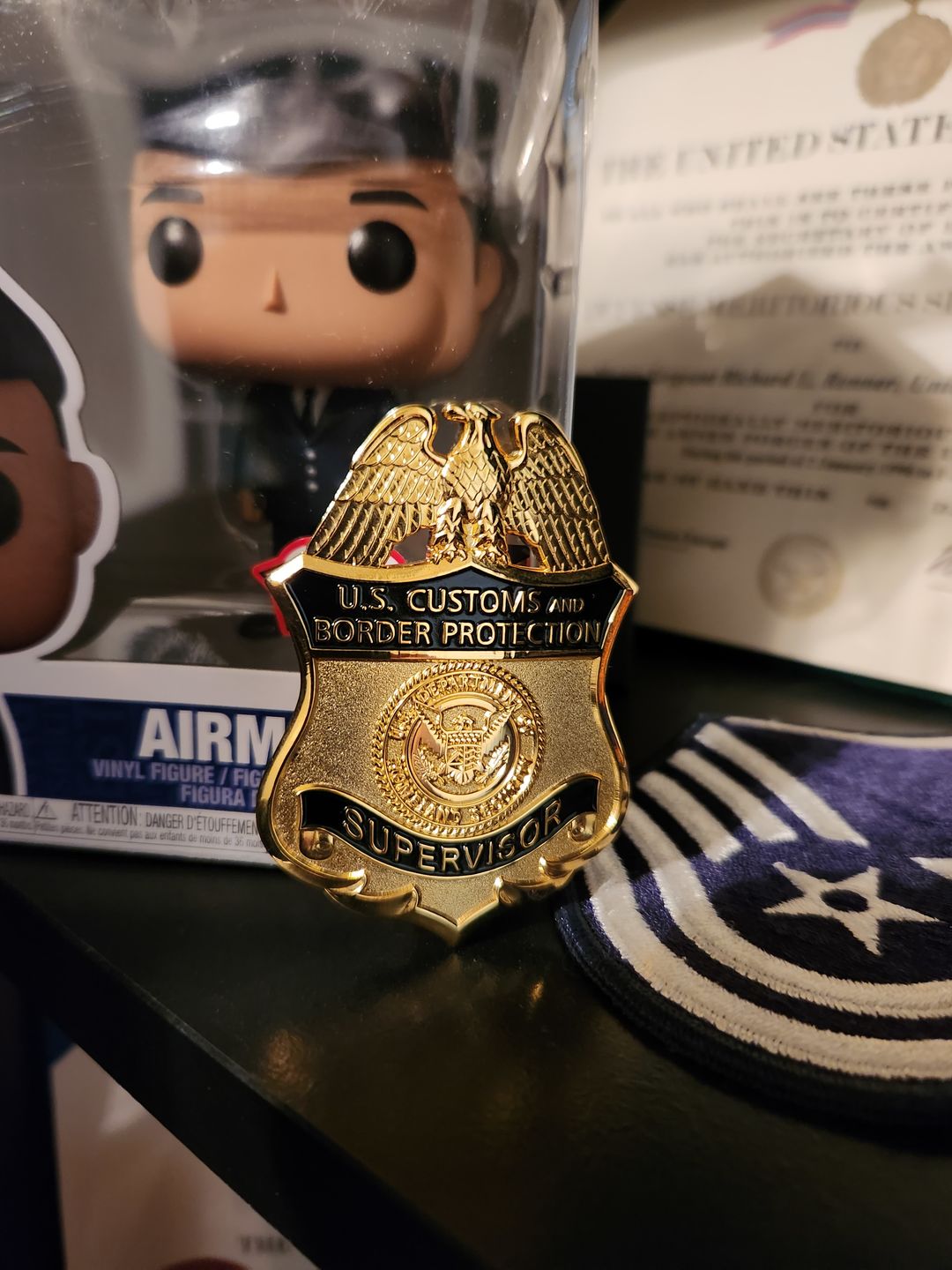 Customer photo review of US CBP Supervisor Customs and Border Protection Badge Solid Copper Replica Movie Props