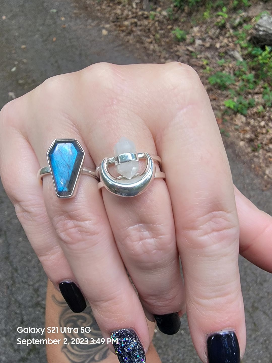 Customer photo review of Healing Crystal Point Moonstone Moon Ring Sterling Silver