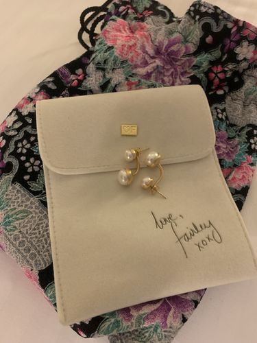 Customer photo review of DOUBLE PEARL EAR JACKETS - GOLD