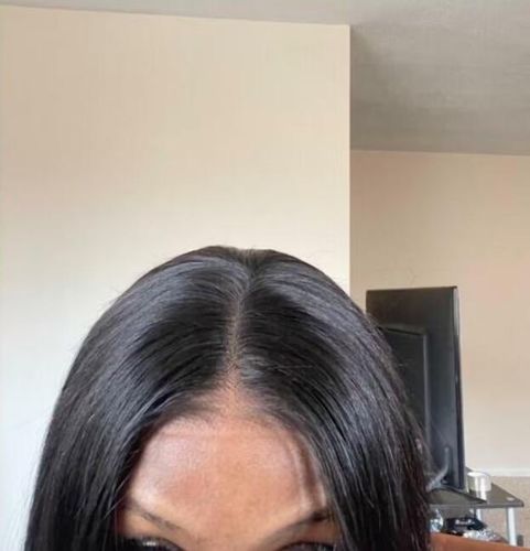 Customer photo review of Silky Straight Wear & Go Glueless Wigs With Natural Hairline Dome Cap Lace Closure Wigs