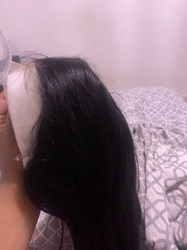Customer photo review of Silky Straight Wear & Go Glueless Wigs With Natural Hairline Dome Cap Lace Closure Wigs