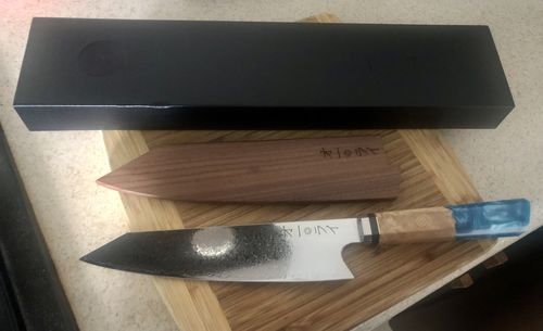 Customer photo review of Cuchillo Kiritsuke Acero Damasco Japonés