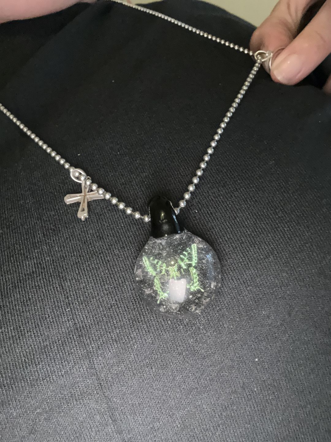 Customer photo review of Basketball Hologram Pendant with Infused Cremation Ash