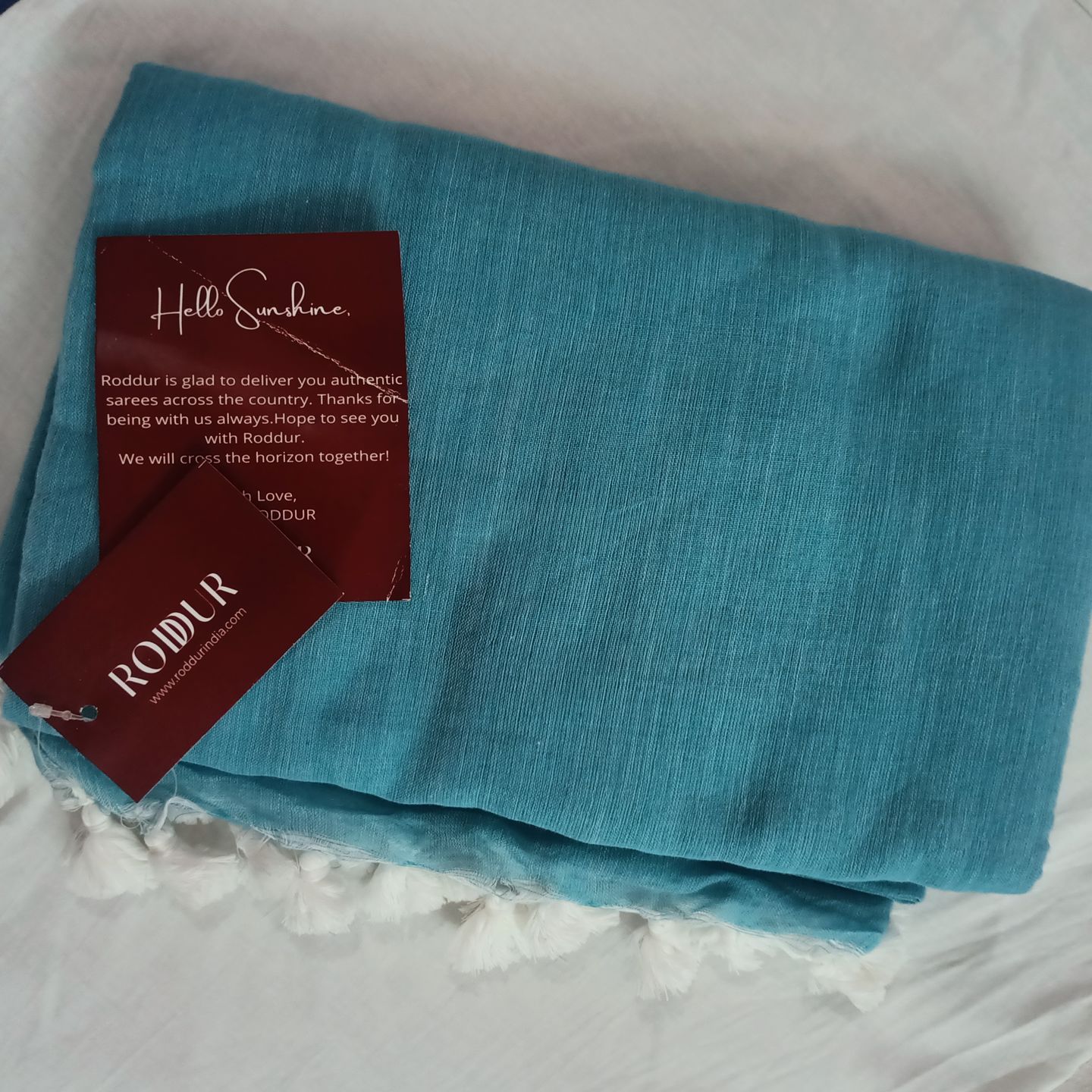 Customer photo review of Sky Blue Soft Cotton Saree