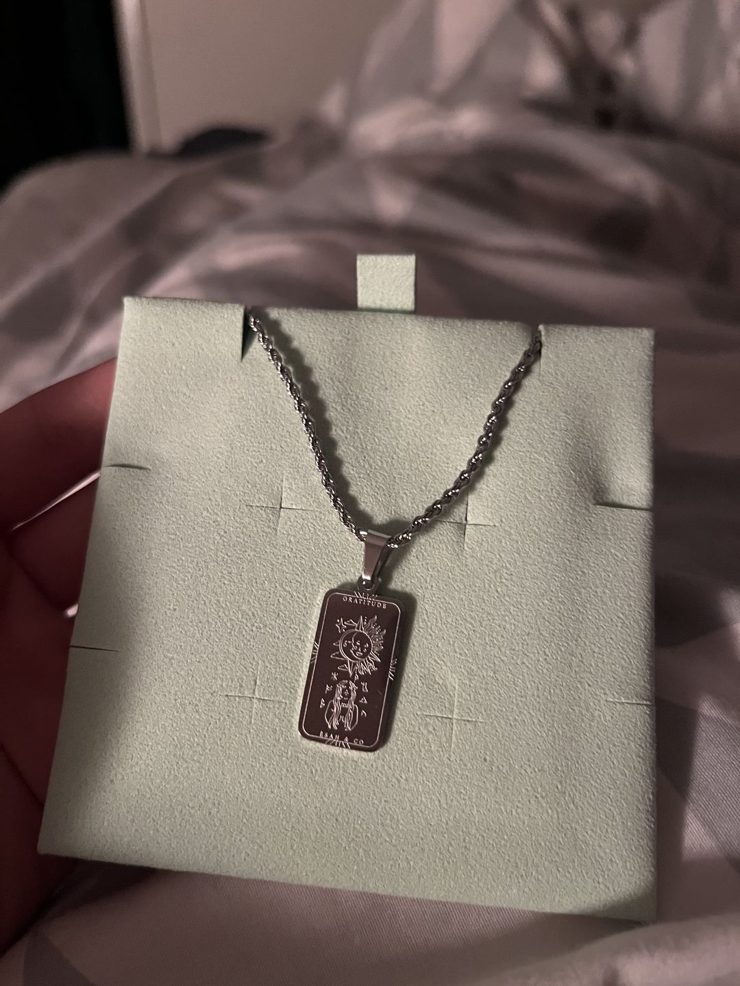 Customer photo review of GRATITUDE Affirmation Pendant Necklace