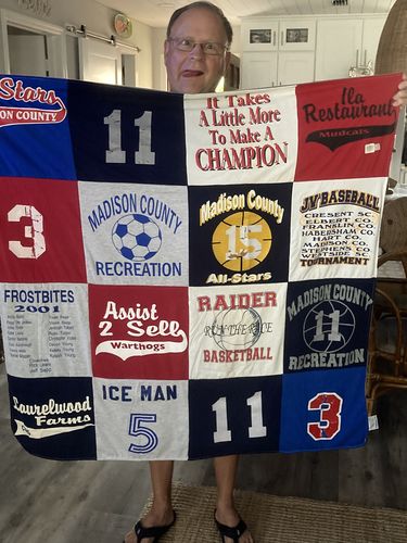 T-shirt quilt featuring madison county recreation, jwy baseball by Elaine from GA