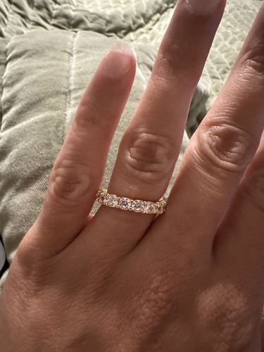 Customer photo review of Pave CZ Eternity Ring in Gold Flashed Sterling Silver
