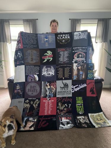 T-shirt quilt with country music, live entertainment themes by Mary from NH