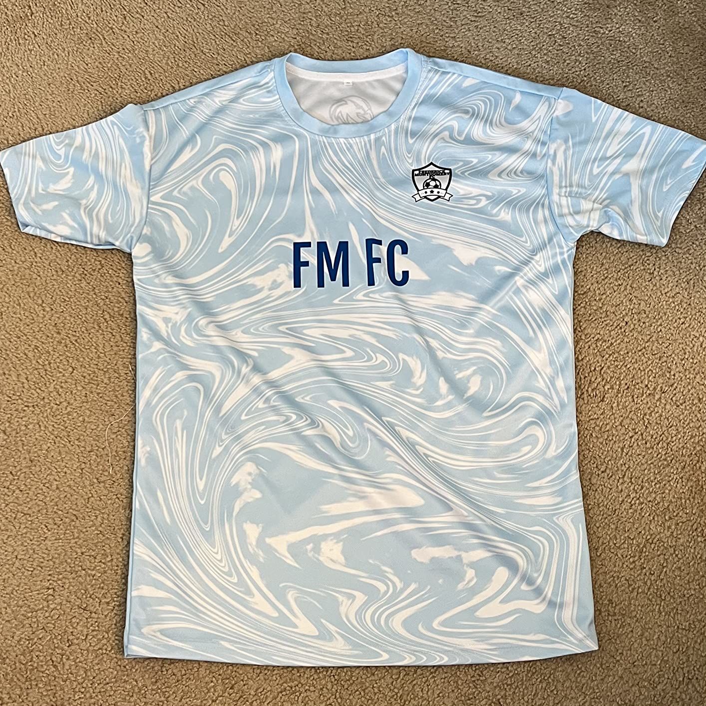 Customer photo review of Custom Soccer Jerseys for Men Women Personalized Soccer Uniforms for Adult and Kid Light Blue-White
