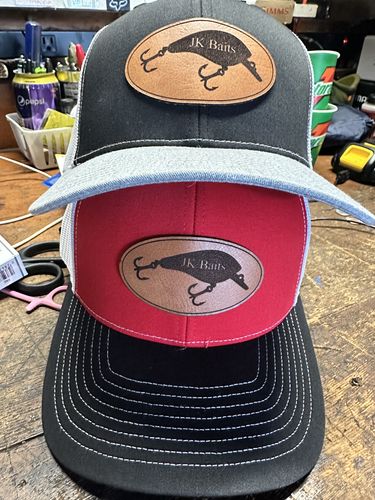 Customer photo review of Custom Leather Patch Trucker Hat - Richardson 112
