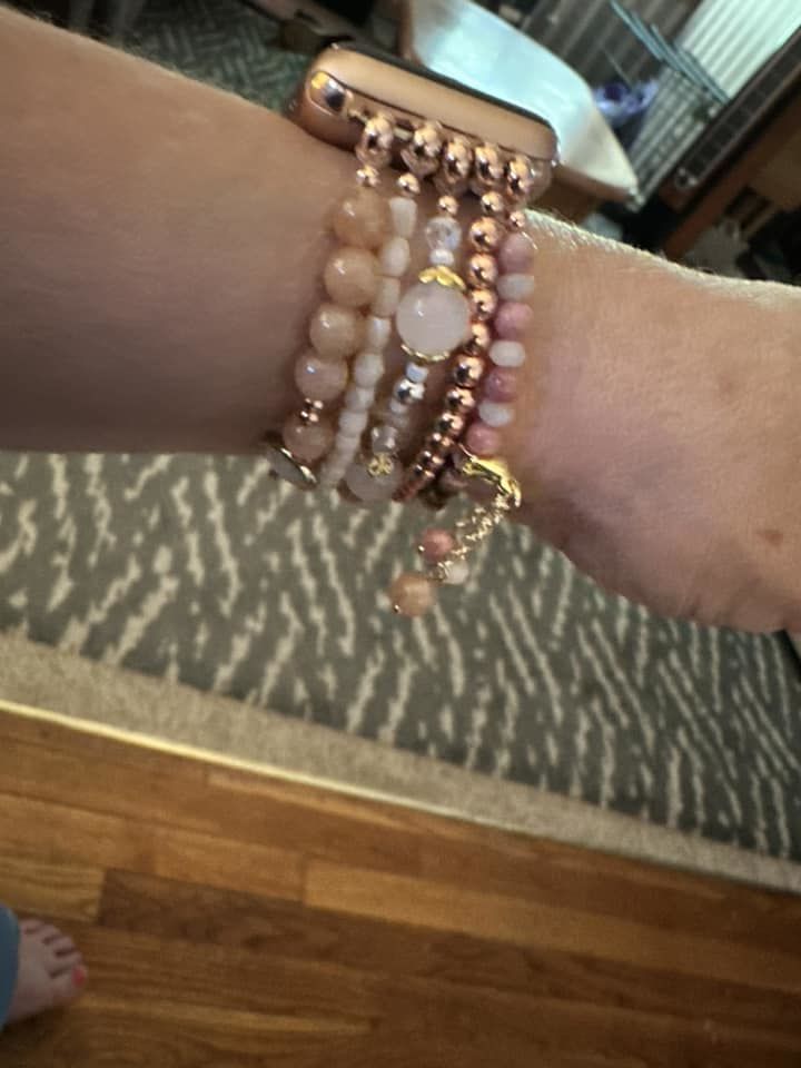 Customer photo review of Burgundy Rose Stretch Apple Watch Strap