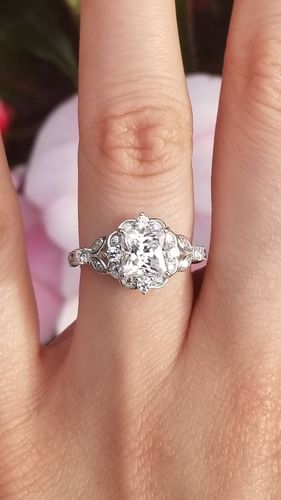 Customer photo review of Halo Art Deco Princess CZ Ring in Sterling Silver