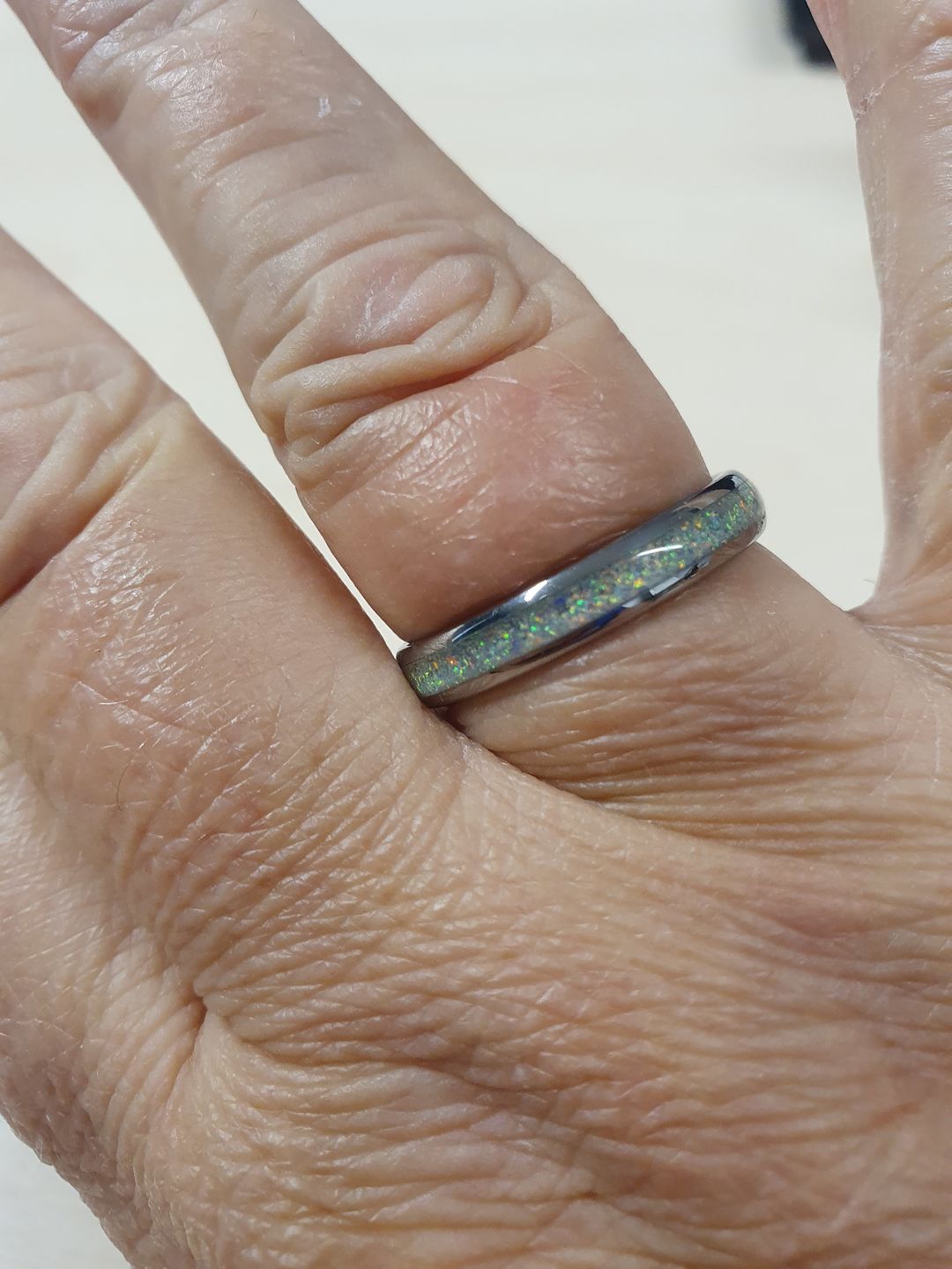 Customer photo review of The White Opal 4mm Wonder Ring