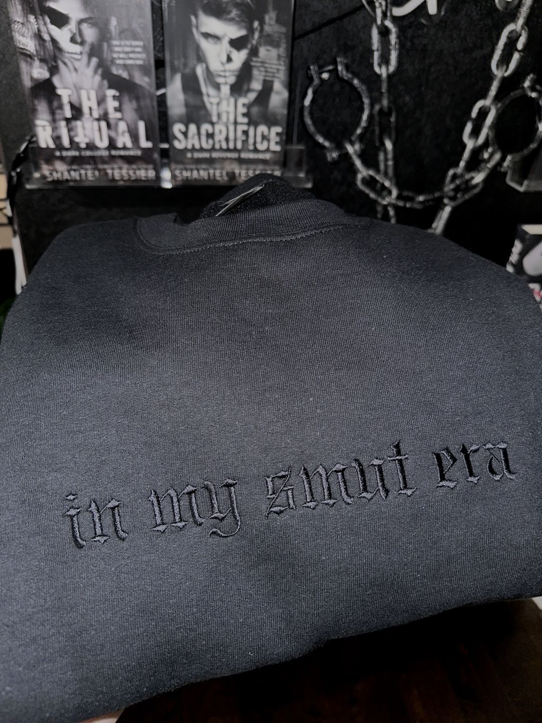 Customer photo review of in my smut era embroidered sweatshirt