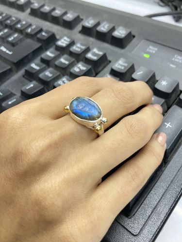 Customer photo review of Labradorite Solid 925 Sterling Silver Brass Ring Jewelry