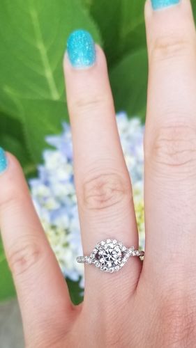 Customer photo review of Woven Halo CZ Ring in Sterling Silver