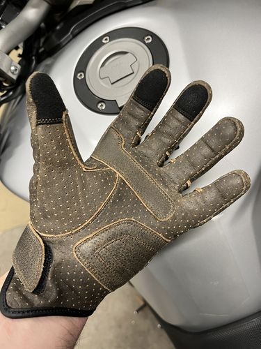 Customer photo review of Thumpa's | Short Cuff Summer Motorbike Gloves | Perforated Retro Brown Distressed Leather