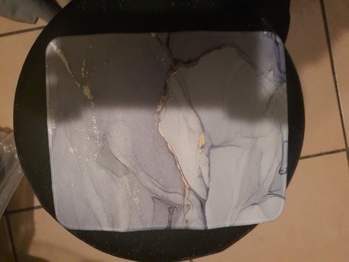 Customer photo review of Colourful Marble Keyboard and Mouse Mats - Larger