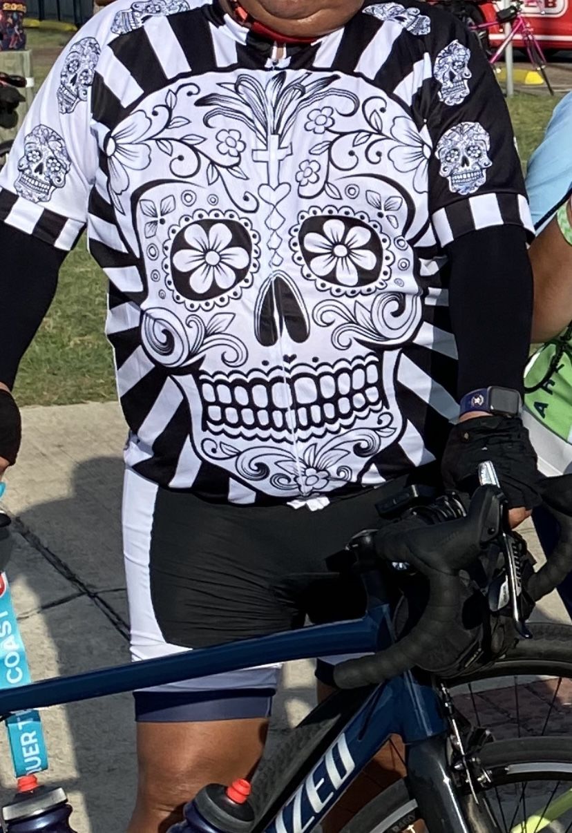 Customer photo review of Day Of The Dead Skull Cycling Jersey