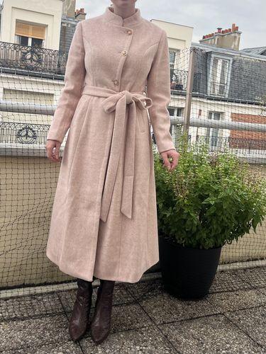 Chloë B. review of Pink Long wool Belted winter coat C1789 image 1 out of 1