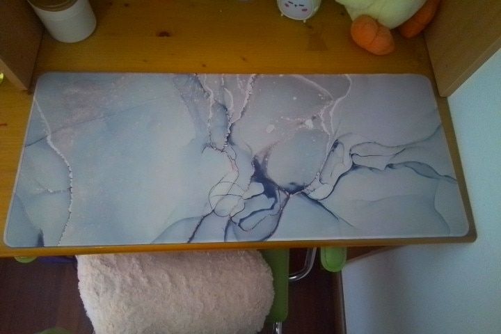 Customer photo review of Colourful Marble Keyboard and Mouse Mats - Larger