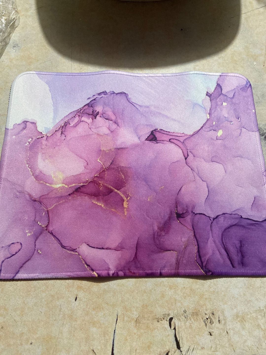 Customer photo review of Colourful Marble Keyboard and Mouse Mats - Larger