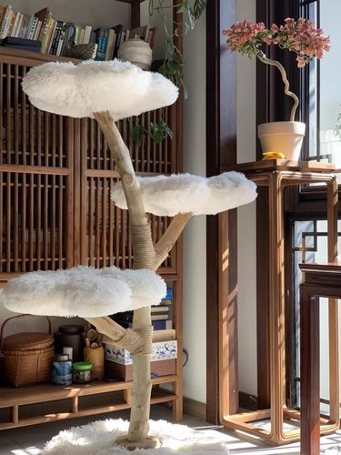 Customer photo review of Michu Fluffy Blossom Real Wood Cat Tree - Premium Quality & Stylish Cat Furniture - Extra Large