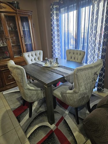 Customer photo review of Velvet Upholstered Dining Chair